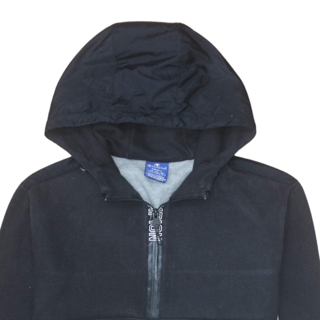 Champion Men's Black & Grey 1/2 Zip Hoodie Small Pullover Style