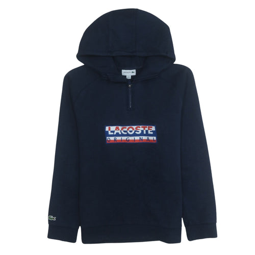 Lacoste Men's Blue 1/4 Zip Hooded Sweatshirt M Pullover Fleece