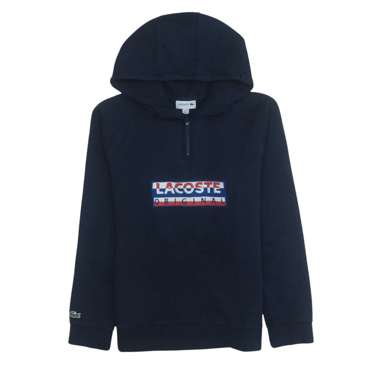 Lacoste Men's Blue 1/4 Zip Hooded Sweatshirt M Pullover Fleece