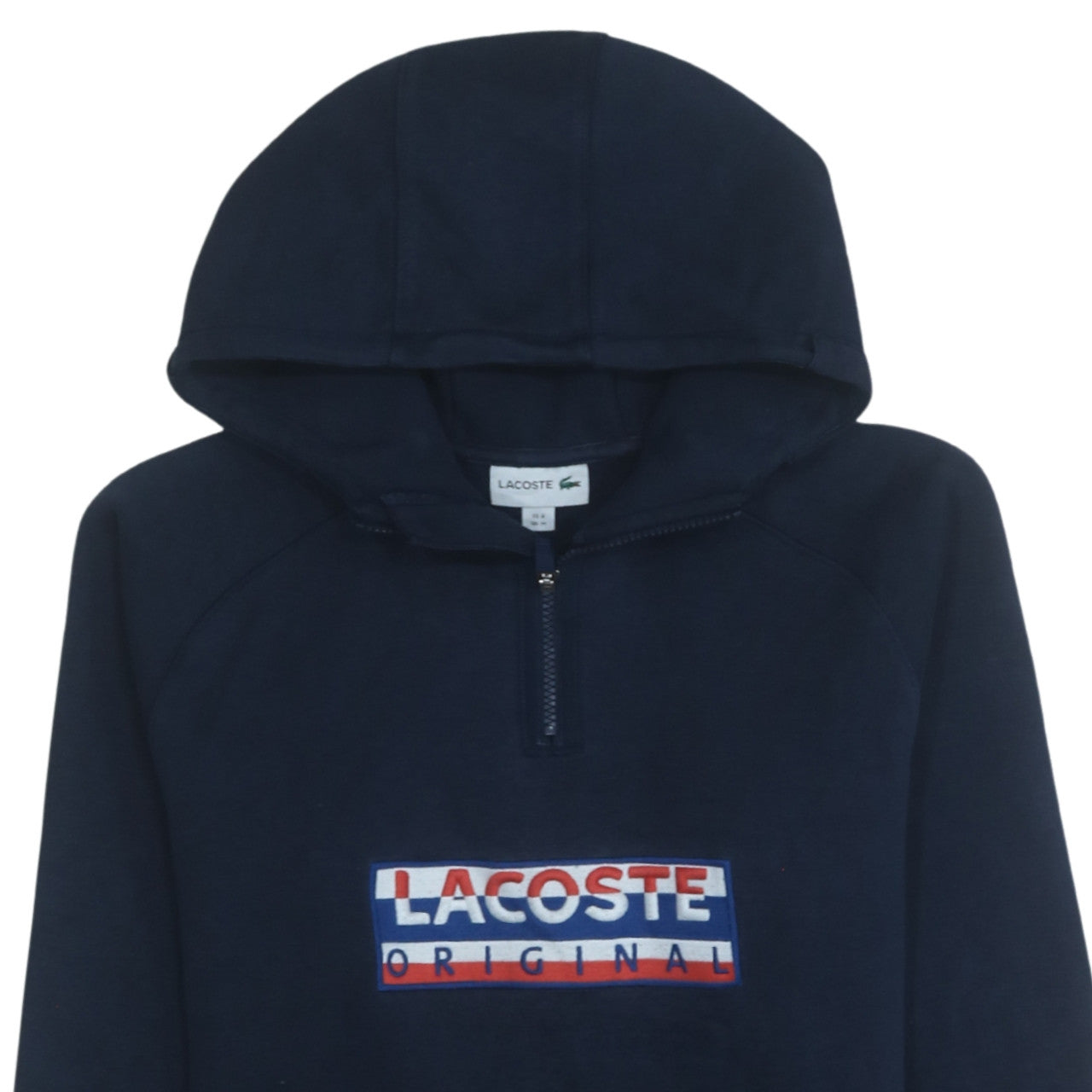 Lacoste Men's Blue 1/4 Zip Hooded Sweatshirt M Pullover Fleece