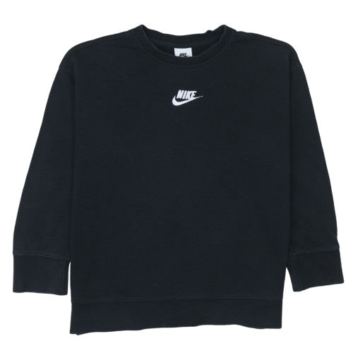 Nike Women Black M Pullover Sweatshirt Crew Neck Logo Classic