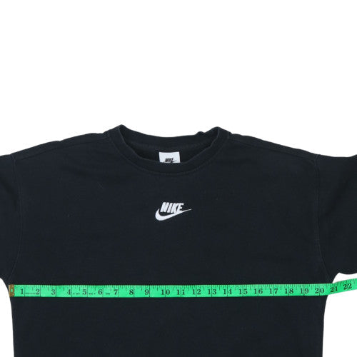 Nike Women Black M Pullover Sweatshirt Crew Neck Logo Classic