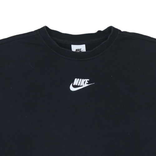 Nike Women Black M Pullover Sweatshirt Crew Neck Logo Classic