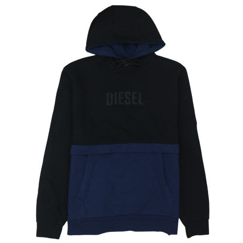 Diesel Mens Black Blue XL Pullover Hoodie with Logo