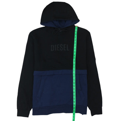 Diesel Mens Black Blue XL Pullover Hoodie with Logo