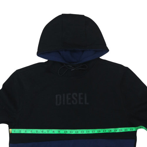 Diesel Mens Black Blue XL Pullover Hoodie with Logo