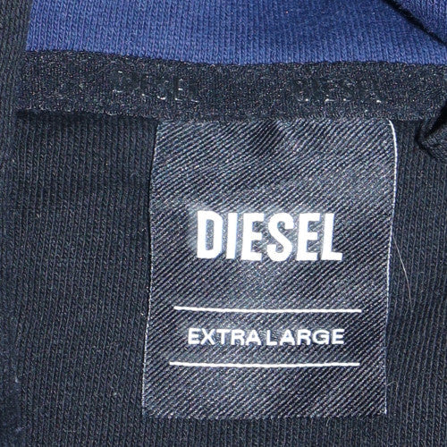 Diesel Mens Black Blue XL Pullover Hoodie with Logo