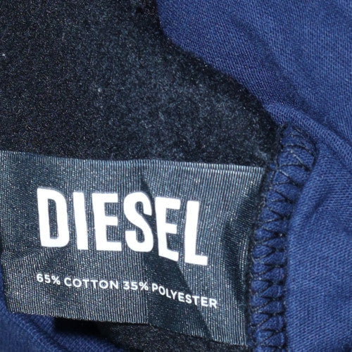 Diesel Mens Black Blue XL Pullover Hoodie with Logo