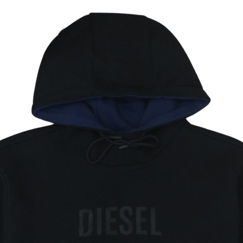Diesel Mens Black Blue XL Pullover Hoodie with Logo