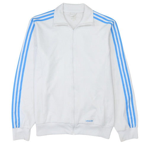 Adidas Men's White Blue Track Jacket Size M Full Zip Sportswear