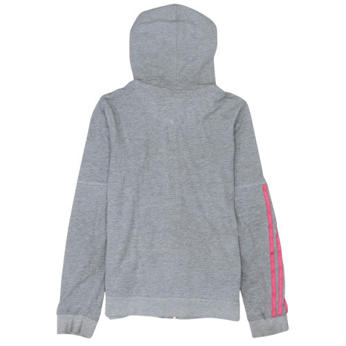 Adidas Women’s Grey & Pink Full Zip Hoodie Size S 8-10 Hooded Sweatshirt