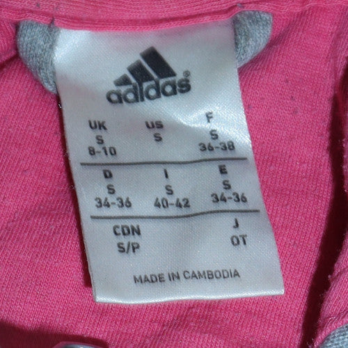 Adidas Women’s Grey & Pink Full Zip Hoodie Size S 8-10 Hooded Sweatshirt