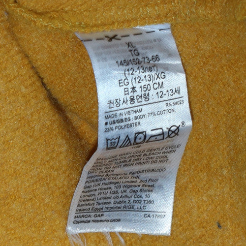 GAP Boys Yellow Crew Neck Pullover Sweatshirt XL 12-13 Years Cotton Blend