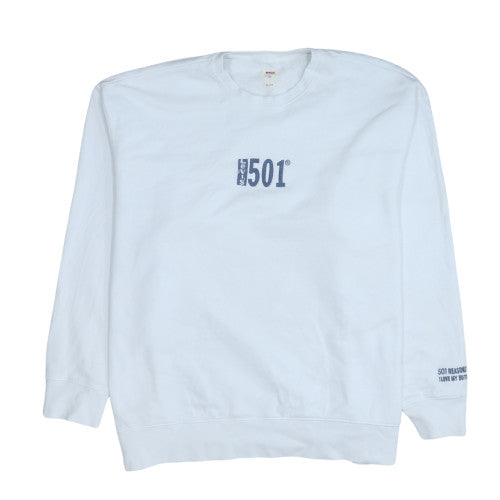 Levi's Men's White 2XL Relaxed Fit Crew Neck Logo Sweatshirt