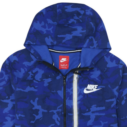 Nike Boys Blue Camo Full Zip Hoodie XL (13-15 Years) - Fleece Sweatshirt