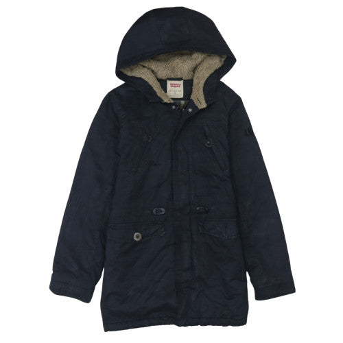 Levi's Womens Blue Hooded Parka Jacket Size 12 Lined Winter Coat