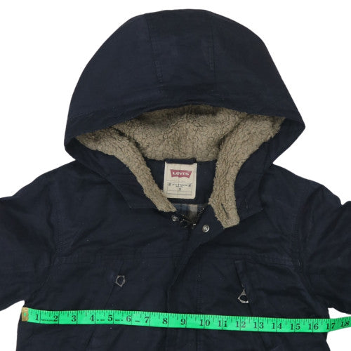 Levi's Womens Blue Hooded Parka Jacket Size 12 Lined Winter Coat