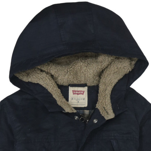 Levi's Womens Blue Hooded Parka Jacket Size 12 Lined Winter Coat