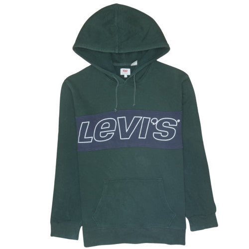 Levi's Men's Green Pullover Hoodie L Logo Fleece Sweatshirt