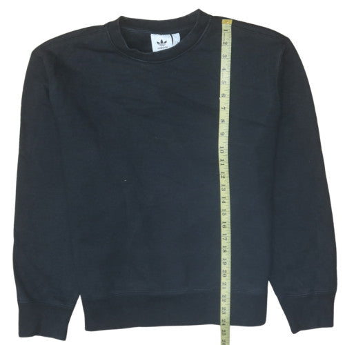 Adidas Mens Black Small Crew Neck Pullover Sweatshirt Cotton Blend