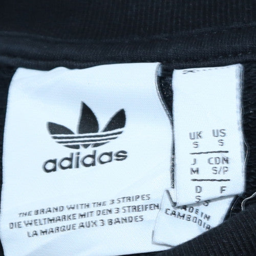 Adidas Mens Black Small Crew Neck Pullover Sweatshirt Cotton Blend