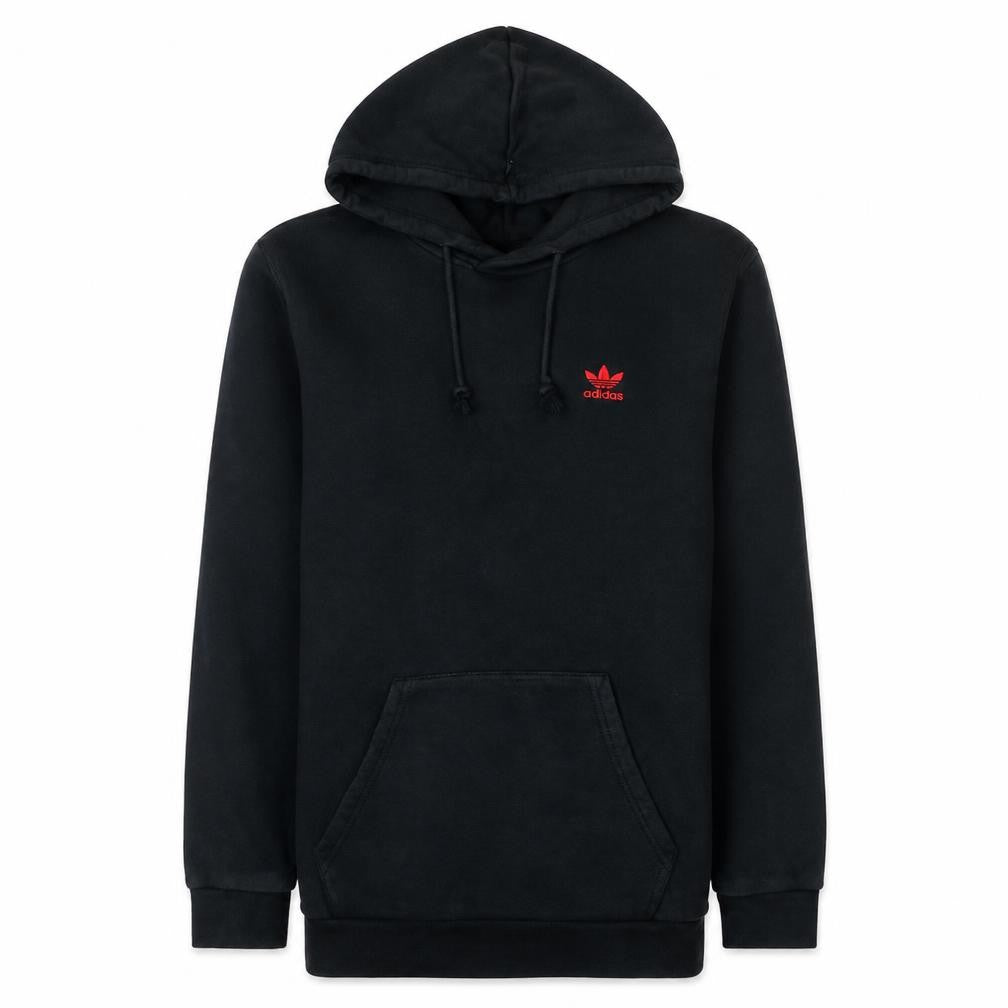 Front view of Adidas Men's Black Pullover Hoodie Small Regular Fit Logo Sportswear