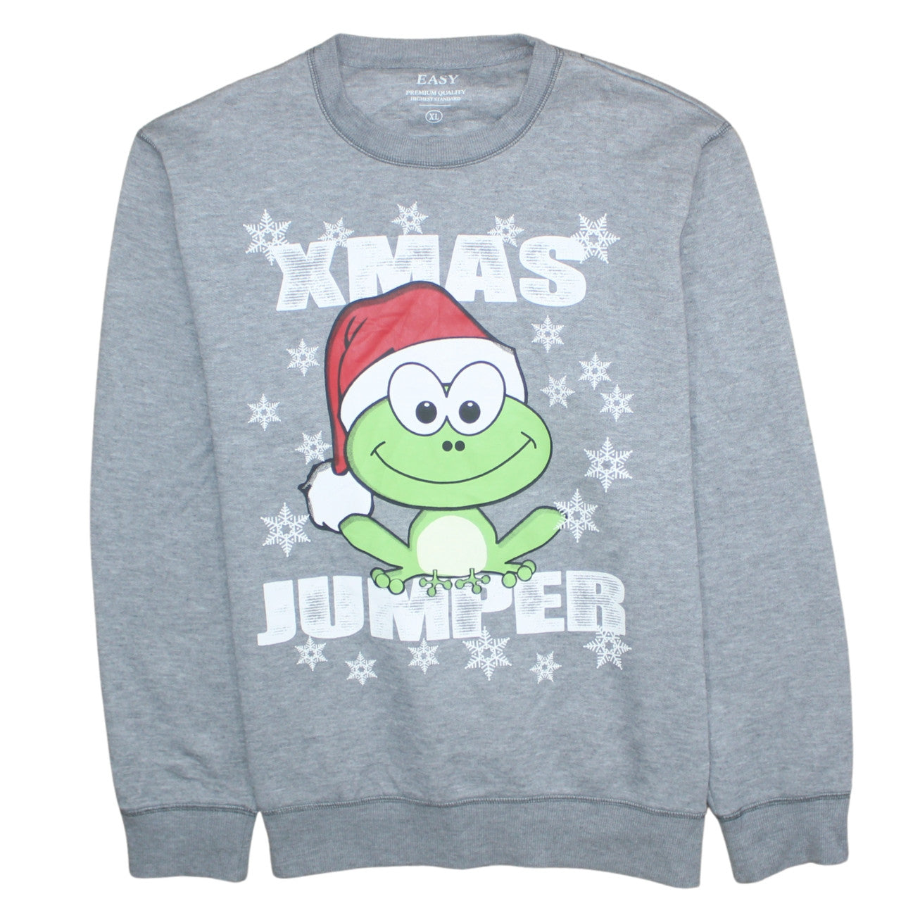 Easy Mens Grey XL Christmas Frog Sweatshirt Pullover Jumper