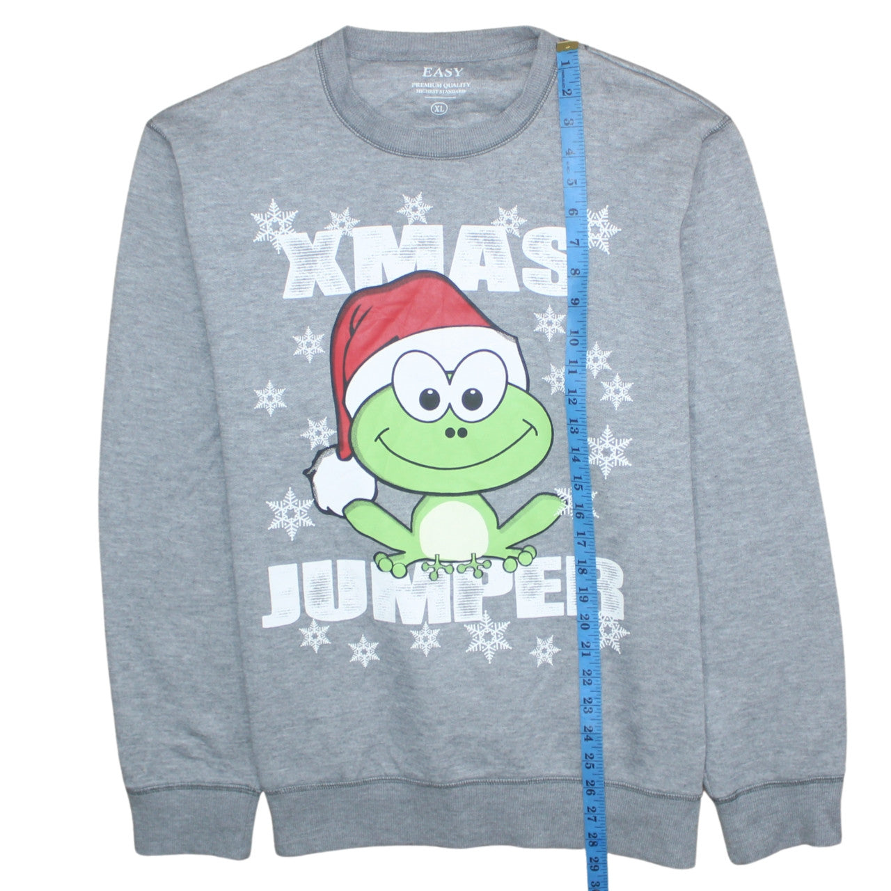 Easy Mens Grey XL Christmas Frog Sweatshirt Pullover Jumper