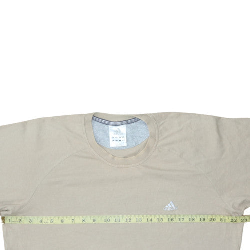 Adidas Men's Beige Cotton Crew Neck Short Sleeve T-Shirt L