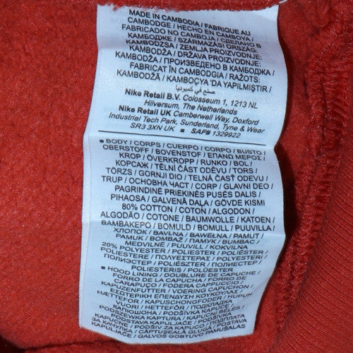 Nike Men's Orange Pullover Hoodie Medium Regular Fit Fleece