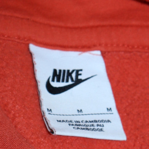 Nike Men's Orange Pullover Hoodie Medium Regular Fit Fleece