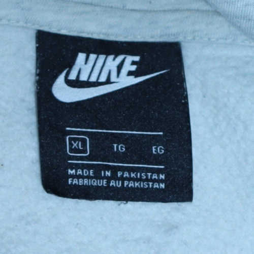 Nike Men's Grey XL Pullover Hoodie with Logo and Drawstring
