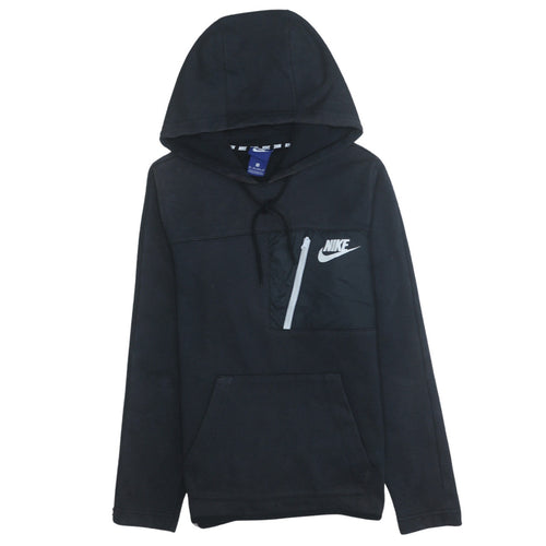 Nike Men's Black XS Pullover Hoodie with Logo and Zip Pocket
