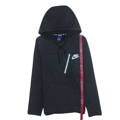 Nike Men's Black XS Pullover Hoodie with Logo and Zip Pocket
