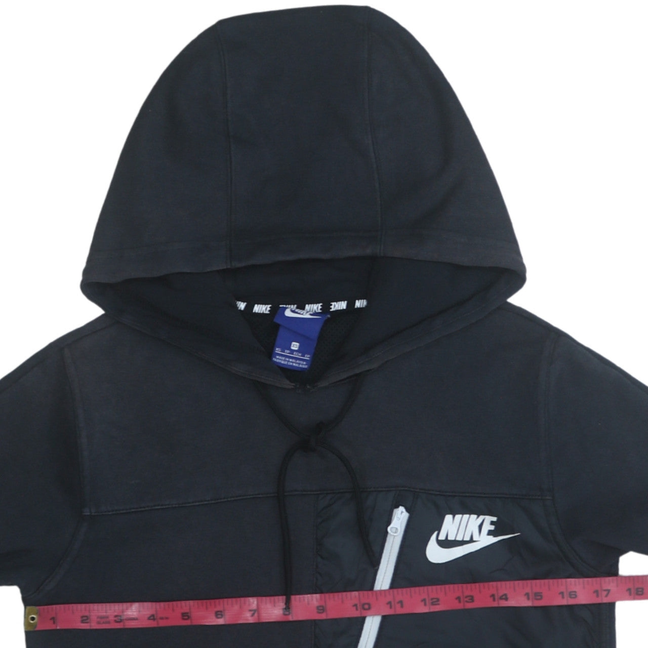 Nike Men's Black XS Pullover Hoodie with Logo and Zip Pocket