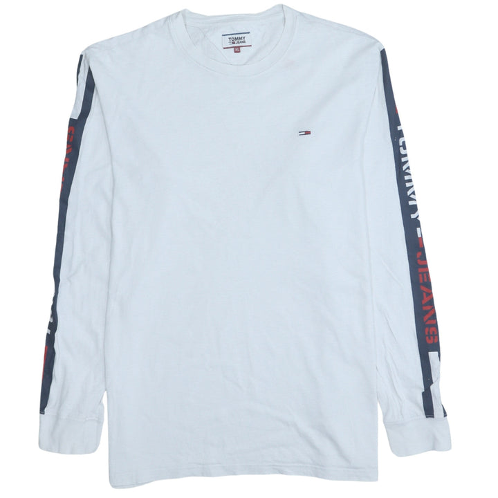 Tommy Jeans Men's White XL Long Sleeve Logo Crew Neck Top