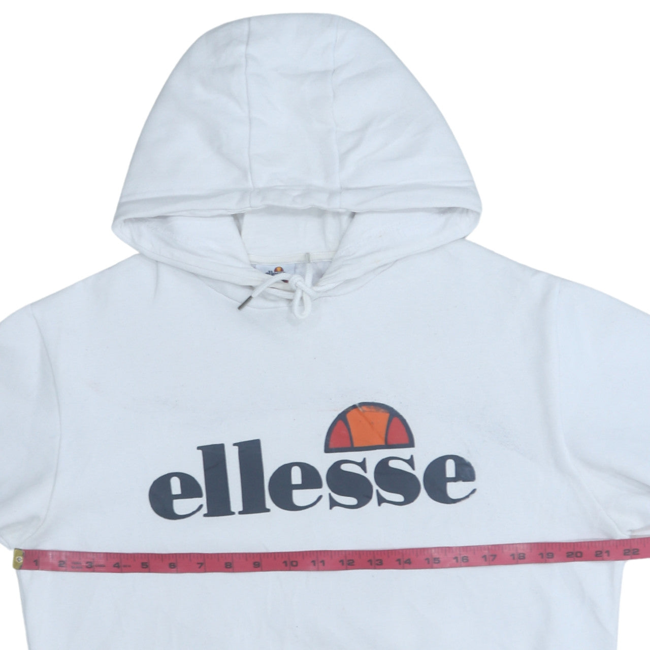 Ellesse Women's White Pullover Hoodie UK 14 Cotton Blend Logo Sweatshirt