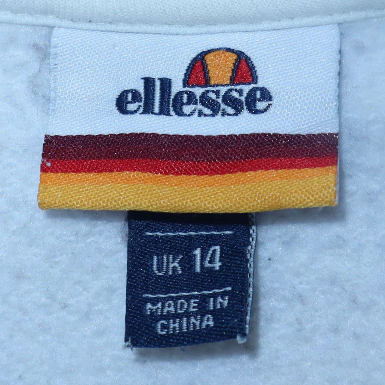 Ellesse Women's White Pullover Hoodie UK 14 Cotton Blend Logo Sweatshirt