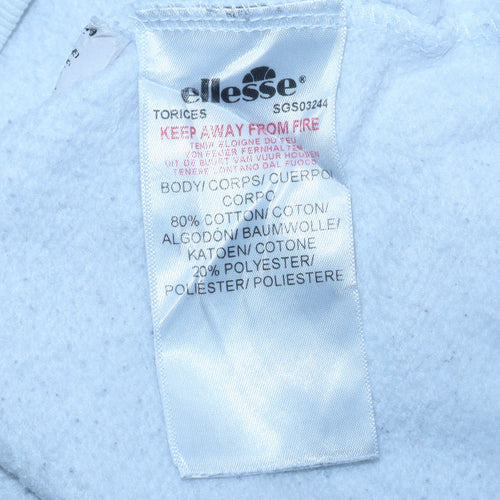 Ellesse Women's White Pullover Hoodie UK 14 Cotton Blend Logo Sweatshirt