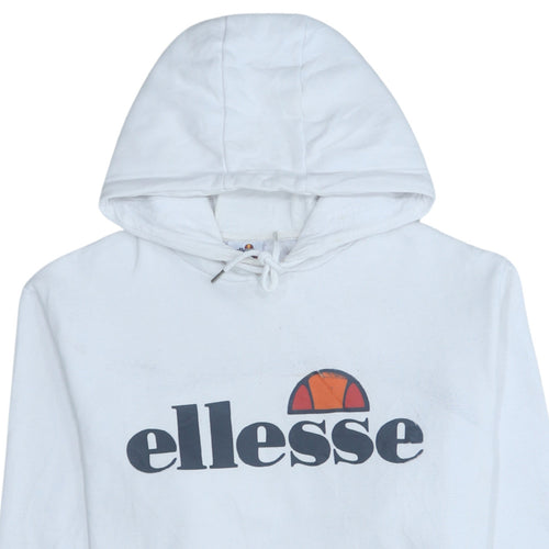 Ellesse Women's White Pullover Hoodie UK 14 Cotton Blend Logo Sweatshirt