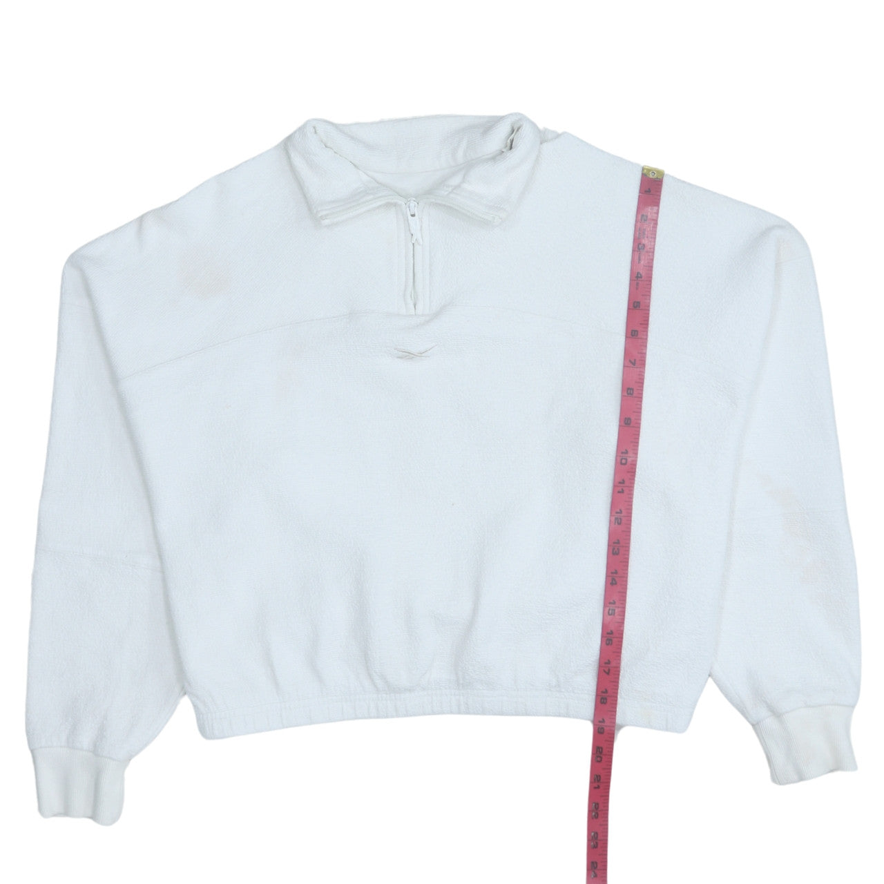 Reebok Womens White 1/4 Zip Fleece Sweatshirt M