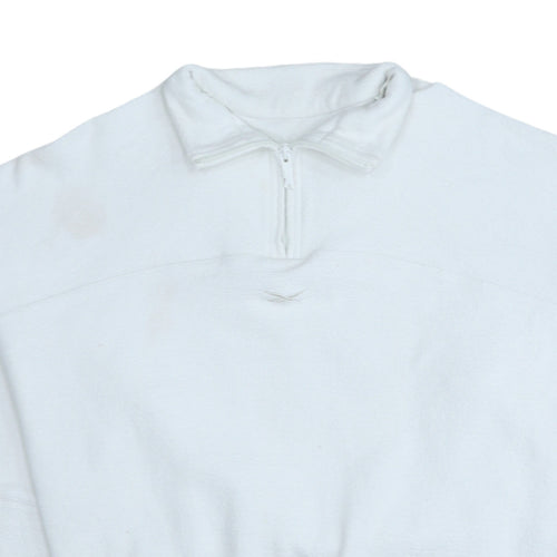 Reebok Womens White 1/4 Zip Fleece Sweatshirt M