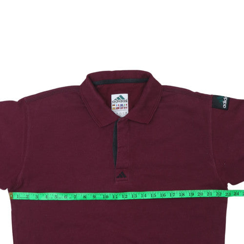 Adidas Men's Burgundy Cotton Short Sleeve Polo Shirt Size S