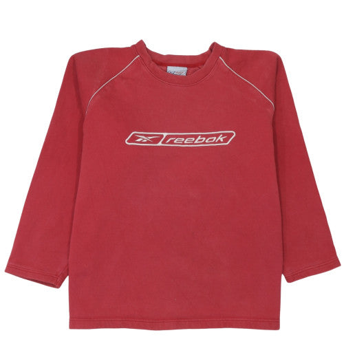 Reebok Womens Red Pullover Sweatshirt M Logo Crew Neck Classic Fit