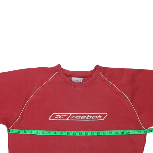 Reebok Womens Red Pullover Sweatshirt M Logo Crew Neck Classic Fit