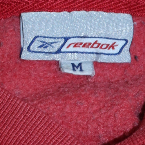 Reebok Womens Red Pullover Sweatshirt M Logo Crew Neck Classic Fit