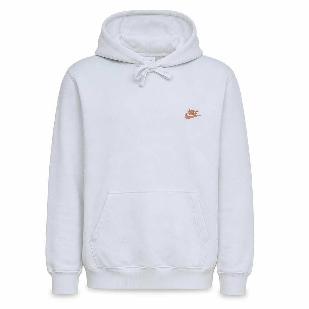 Nike Men's White Pullover Hoodie L Fleece Logo Sportswear