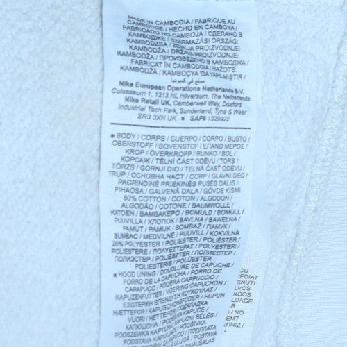 Nike Men's White Pullover Hoodie L Fleece Logo Sportswear