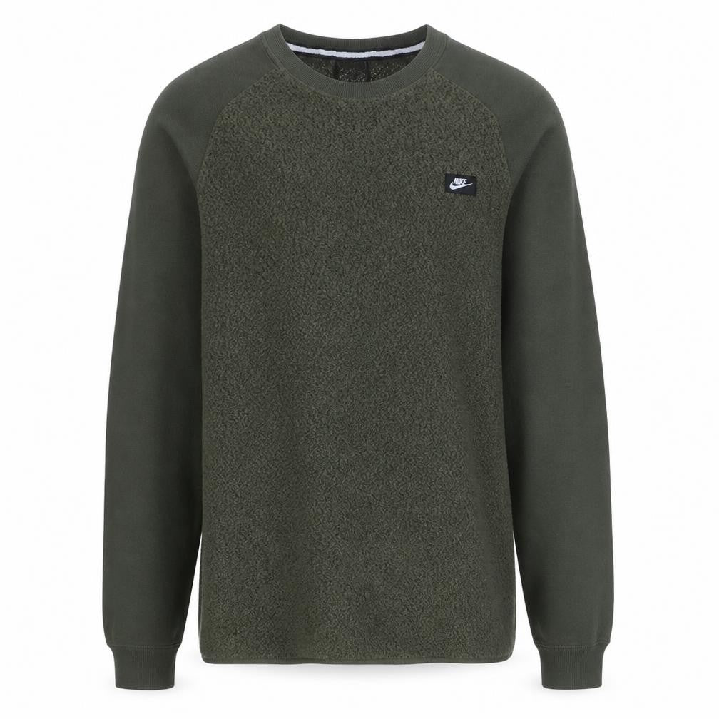 Front view of Nike Men's Green Small Pullover Crew Neck Sweatshirt