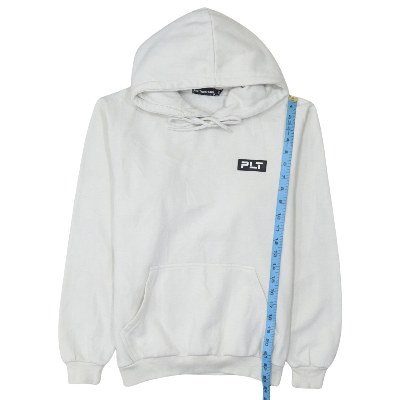 PrettyLittleThing Womens White Hoodie Small Pullover Cotton Blend